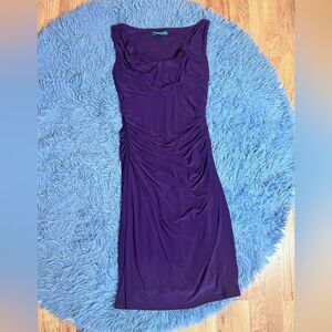 Lauren Ralph Lauren Dark Purple Cowl Neck Sheath Dress Y2K 90s Size 8